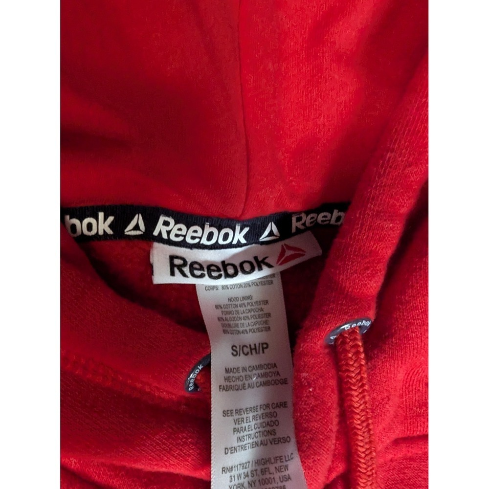 Reebok Red Graphic Logo Hoodie Sweatshirt Pullover Casual Activewear Size S - Picture 4 of 10